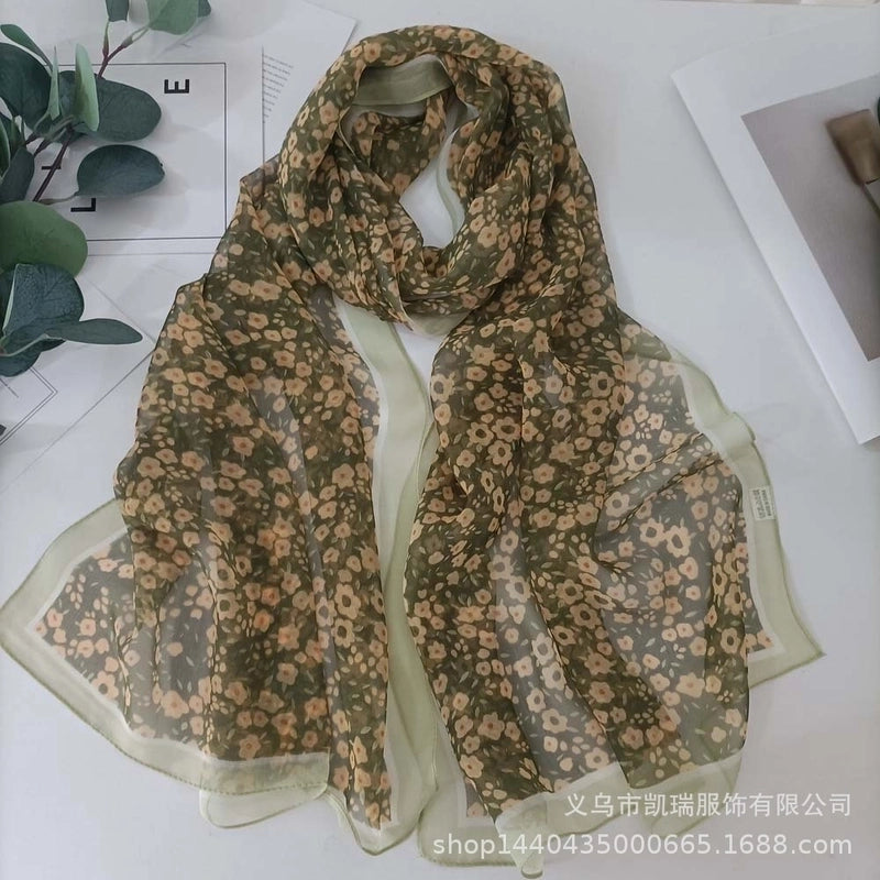 Women's Vacation Color Block Floral Polyester Silk Scarves