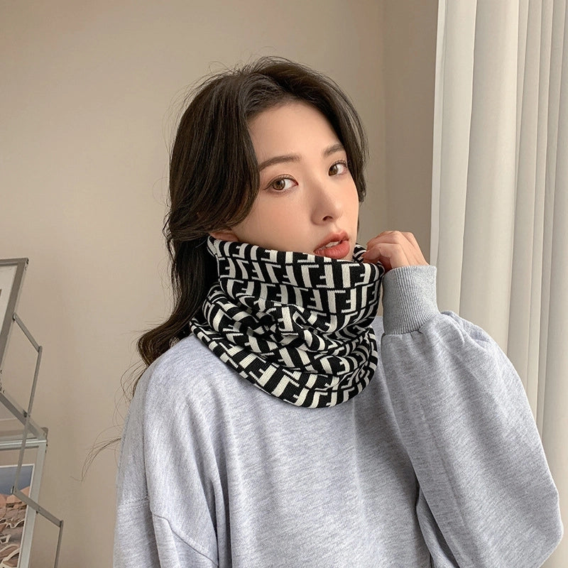 Autumn And Winter Cycling Knitted Mask Windproof Warm Multi-functional Scarf Neck Protection Collar Confinement Cap Thickened Small Scarf