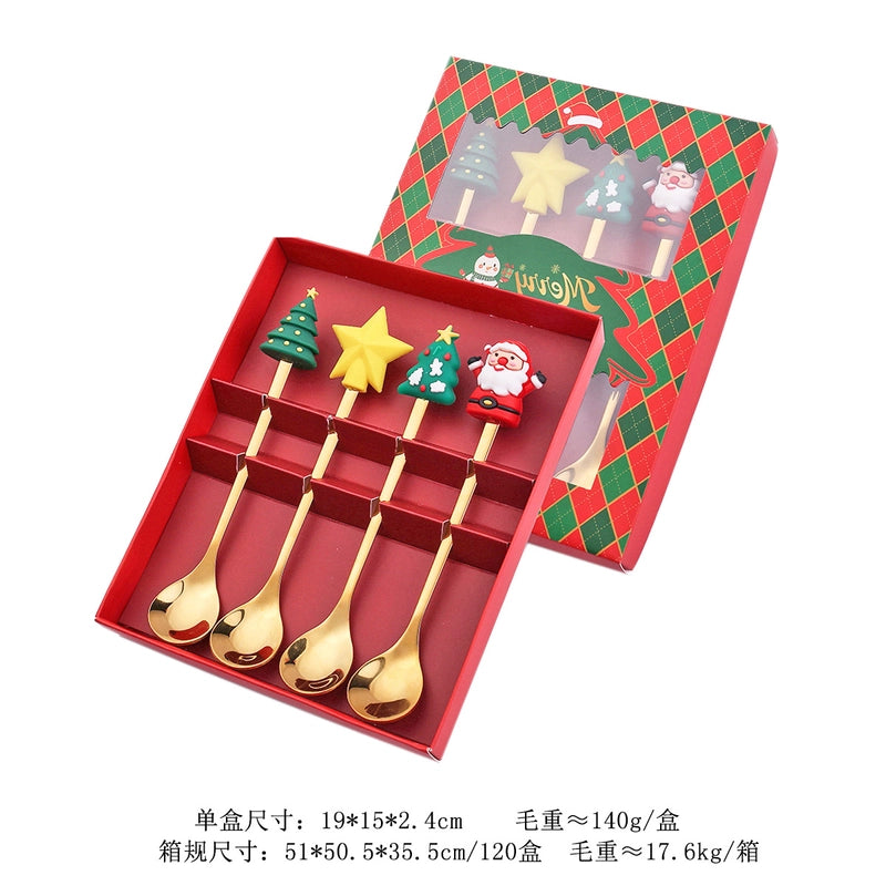 Christmas Cute Cartoon Stainless Steel Tableware 1 Set
