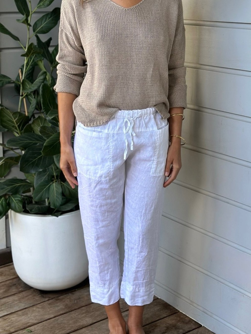 darcy pant - white linen