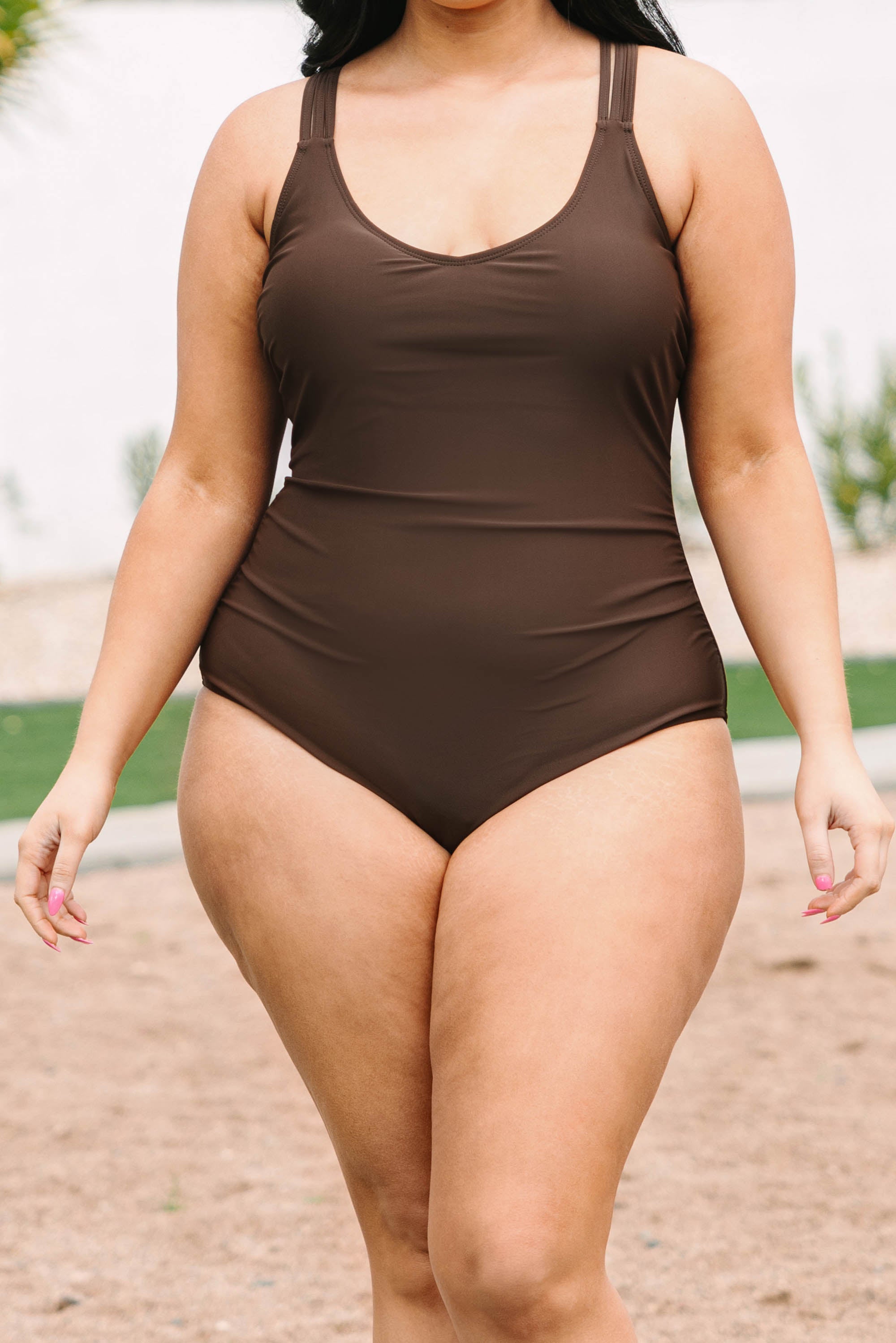 Meet You At The Lake Swimsuit. Brown