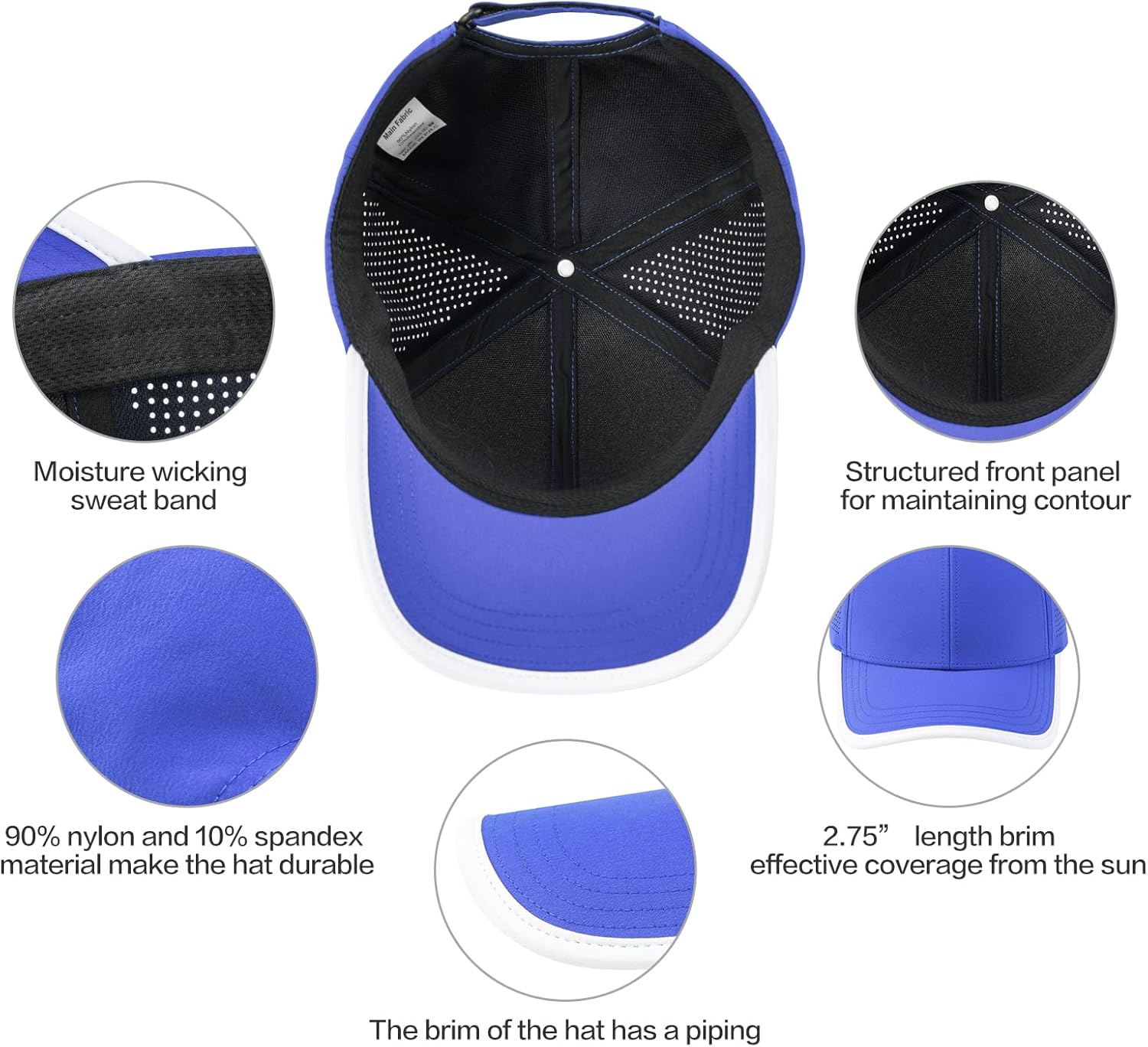 BOTVELA Men Structured Baseball Cap Side Laser Cut Vented Performance Hat for Outdoor Activities