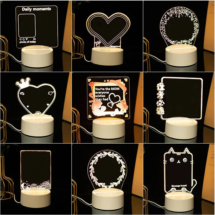 Rewritable Night Light with Girl Cute Acrylic Light Desk Lamp Message Board for Room Decor Desktop Ornaments Bedroom Sleep Light