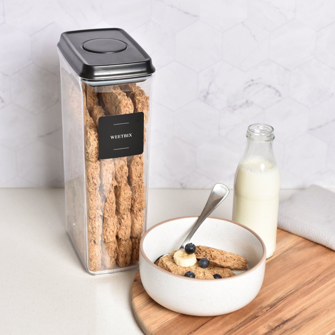 Push Top Pantry Container 3.2L - Black Lid