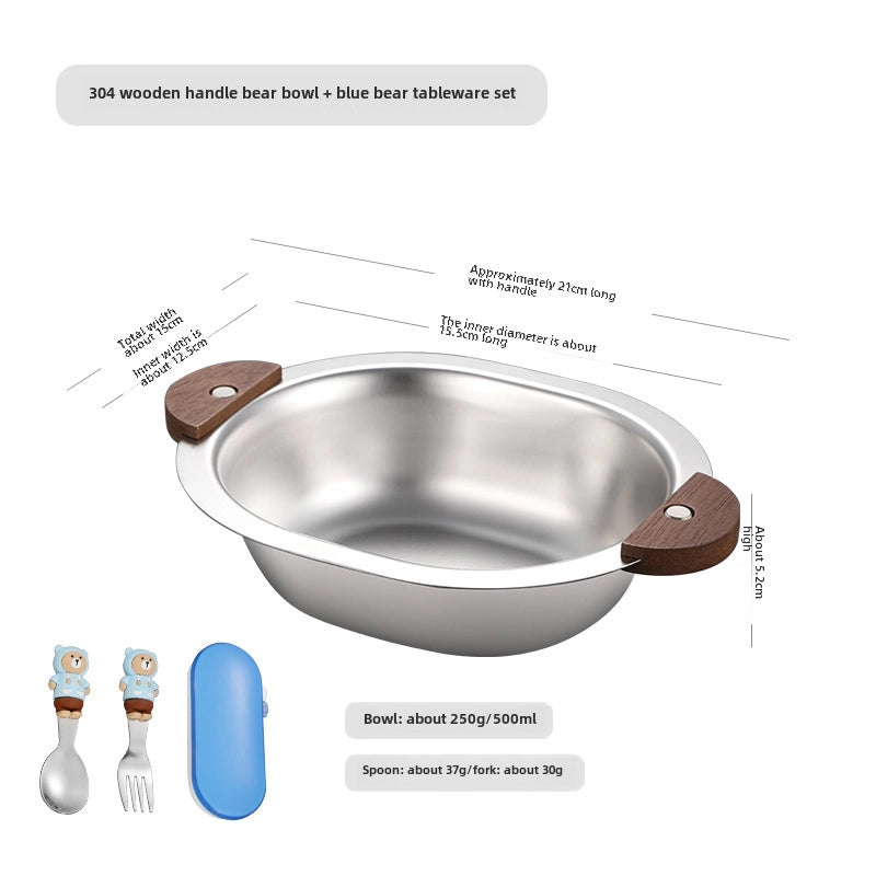 Bowl 304 Stainless Steel Creative Dessert Bowl With Handle Binaural Soup Bowl Salad Bowl Children Bear Bowl