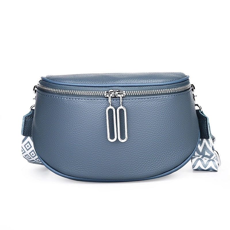 Medium All Seasons Leather Solid Color Fashion Square Zipper Saddle Bag