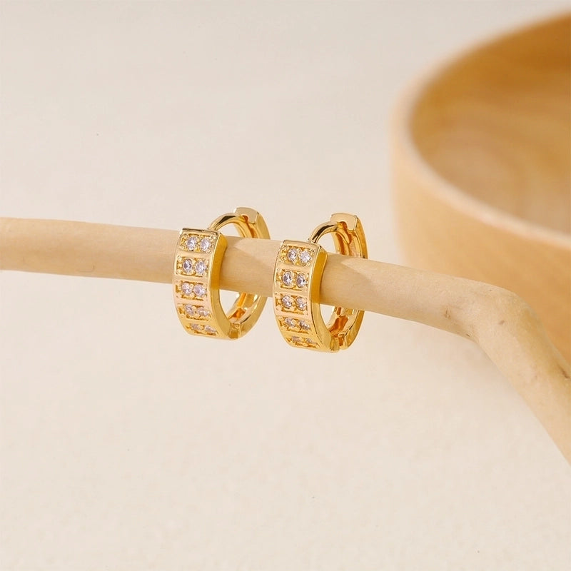 1 Piece IG Style Minimalist Geometric Inlay Copper Zircon Earrings