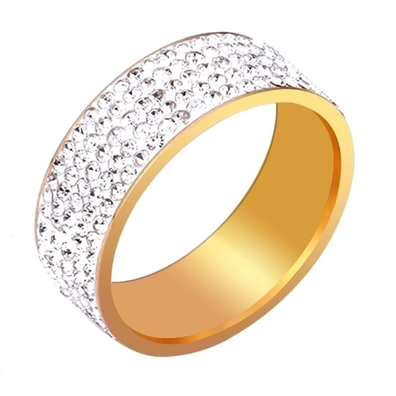 Stainless Steel Minimalist Geometric Inlay Zircon Rings
