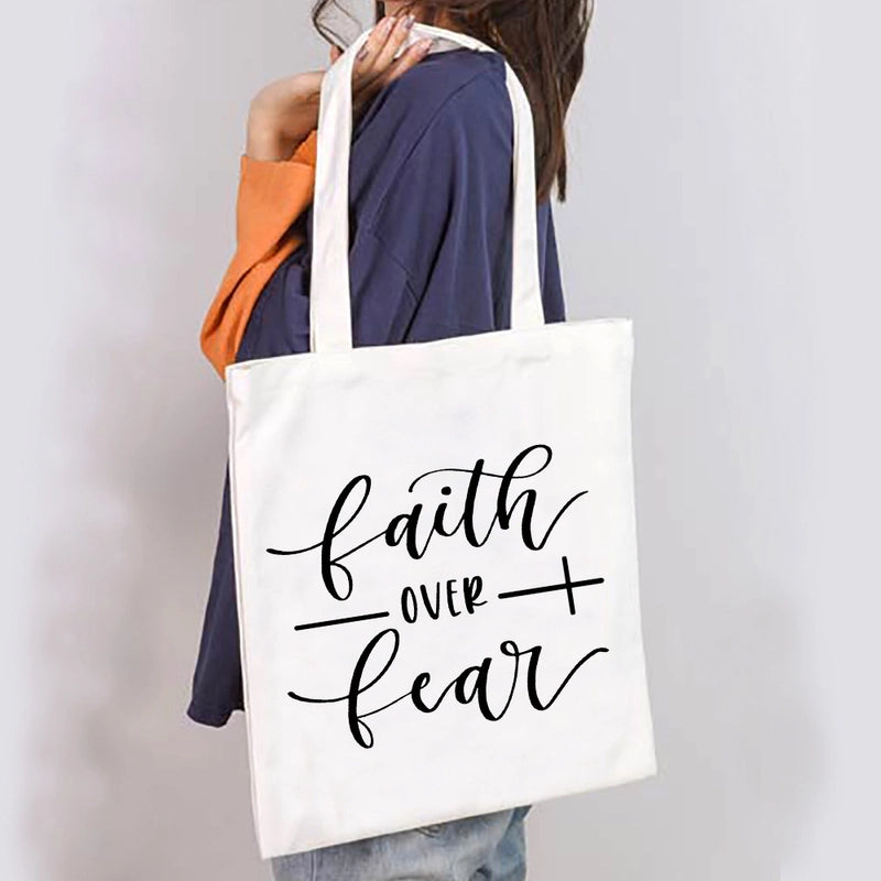 Unisex Large Canvas Letter Basic Classic Style Square Open Canvas Bag