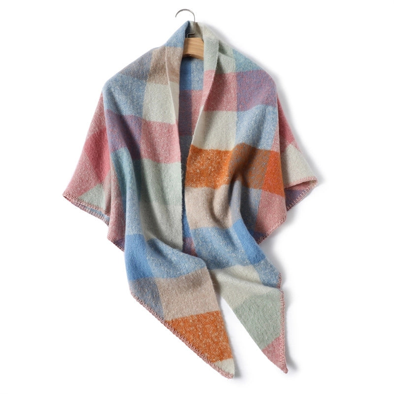 Unisex Vintage Style Lattice Imitation Cashmere Polyester Scarf