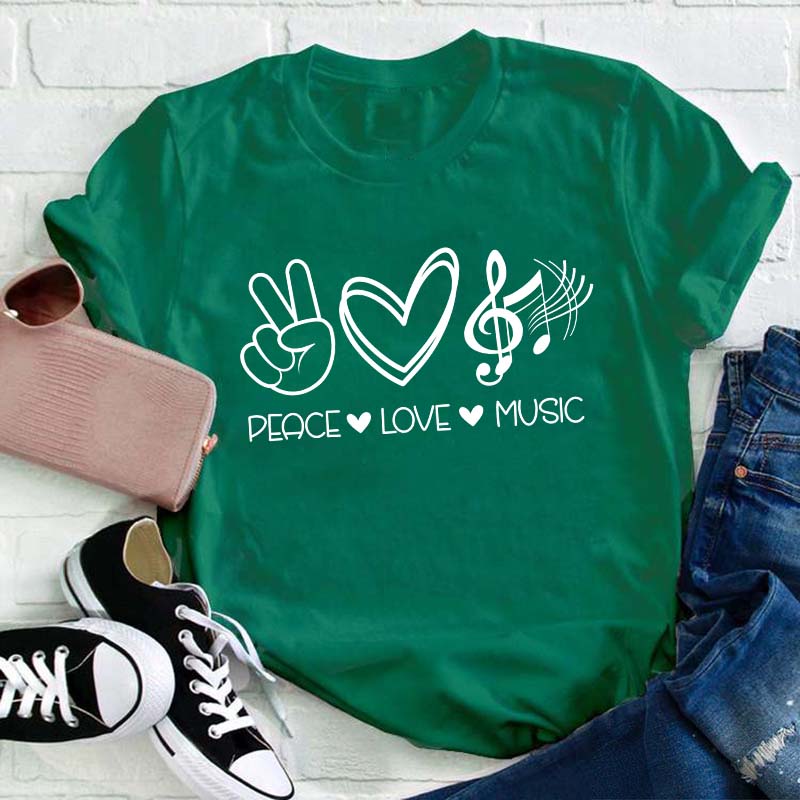 Peace Love Music Teacher T-Shirt