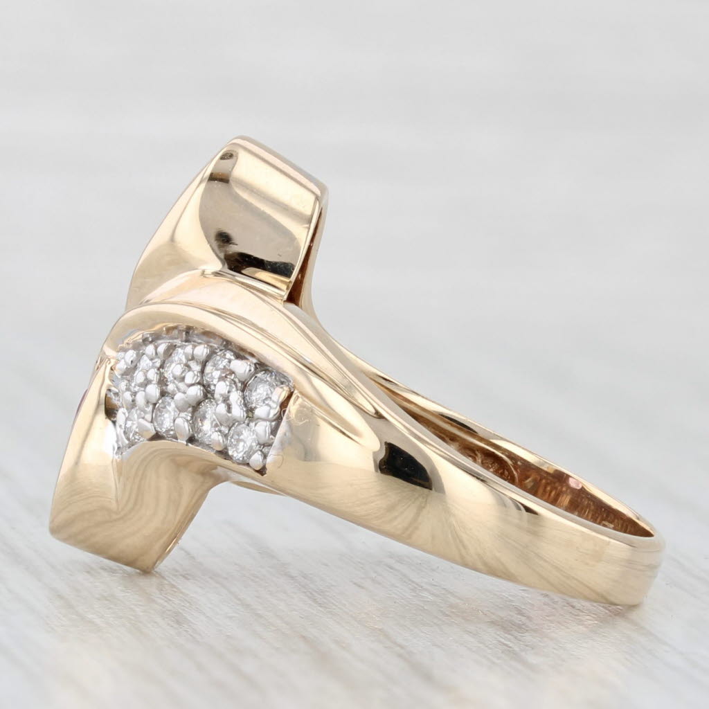 1.46ctw Pink Sapphire Diamond Bypass Ring 14k Yellow Gold Size 7
