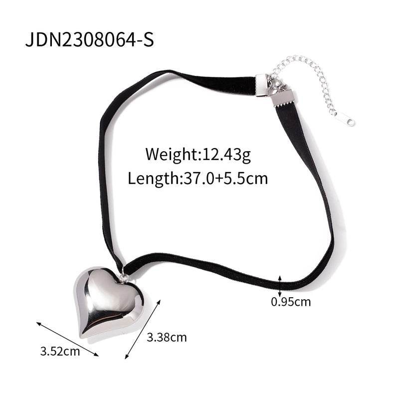 Vacation Minimalist Heart Shape 304 Stainless Steel Zircon 18K Gold Plated Plating Earrings Necklace