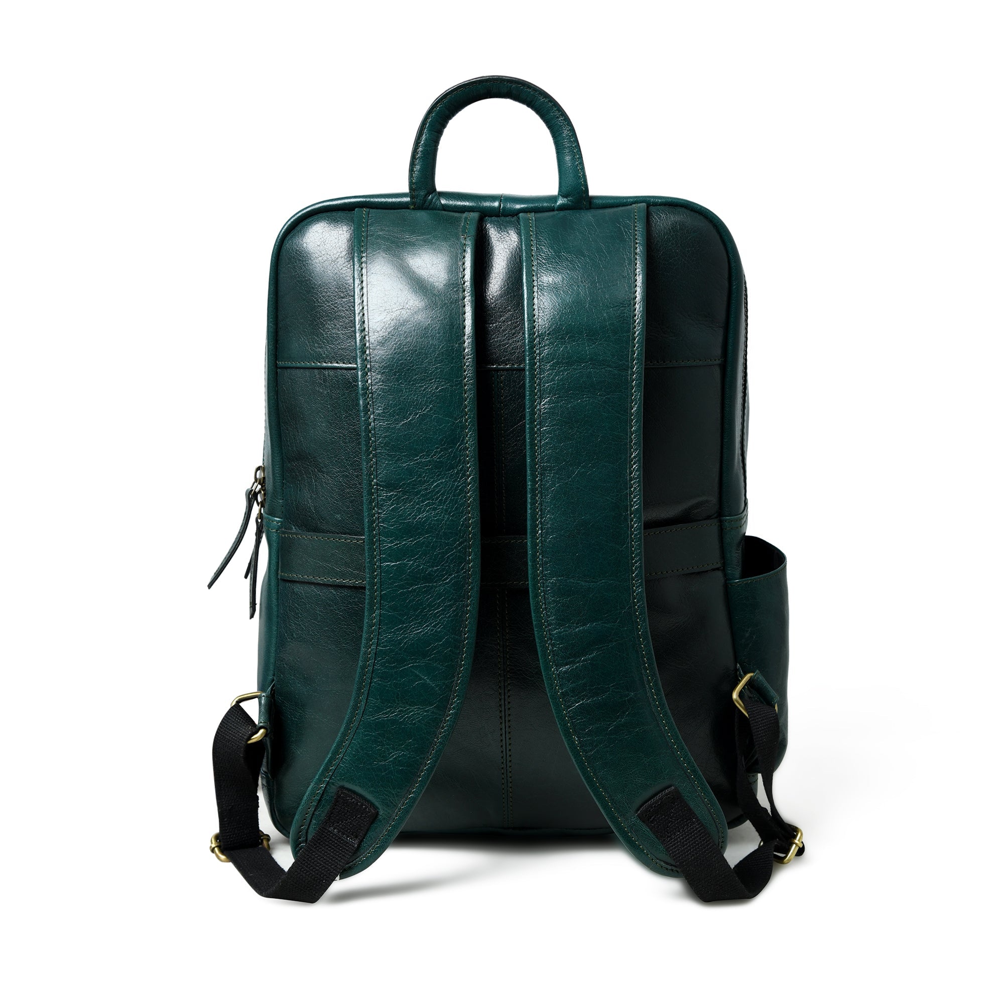 Luxury Italian Leather Backpack. Green