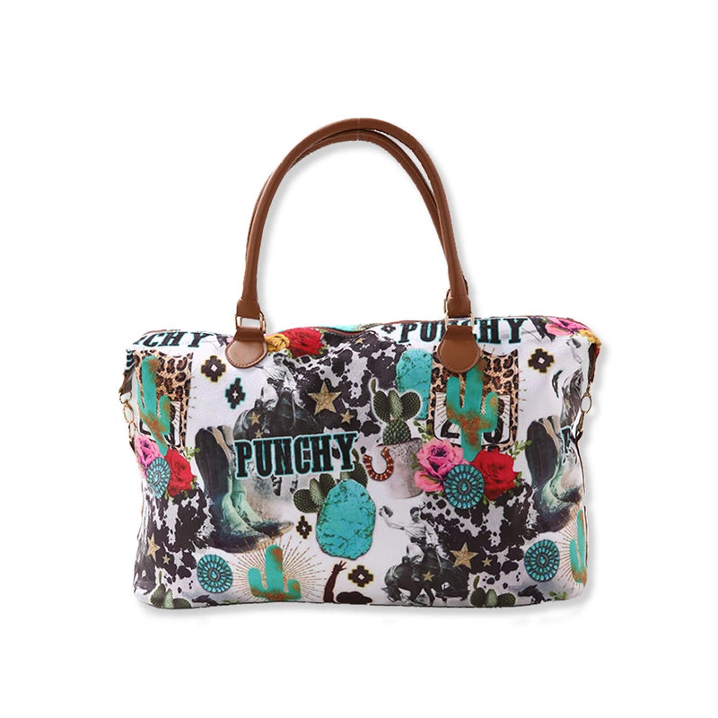 Women's Pu Leather Canvas Printing Vintage Style Classic Style Square Zipper Handbag Travel Bag