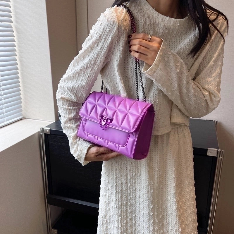 Women's Small Pu Leather Solid Color Streetwear Square Lock Clasp Underarm Bag