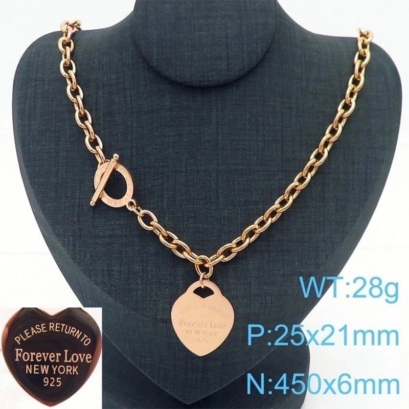 Casual Heart Shape Stainless Steel Titanium Steel Plating Bracelets Necklace