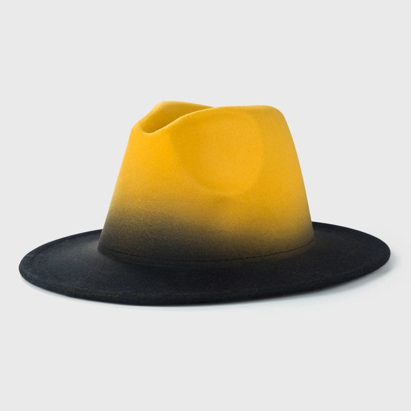 New Woolen Tie-dye Gradient Big Brim Jazz Hat