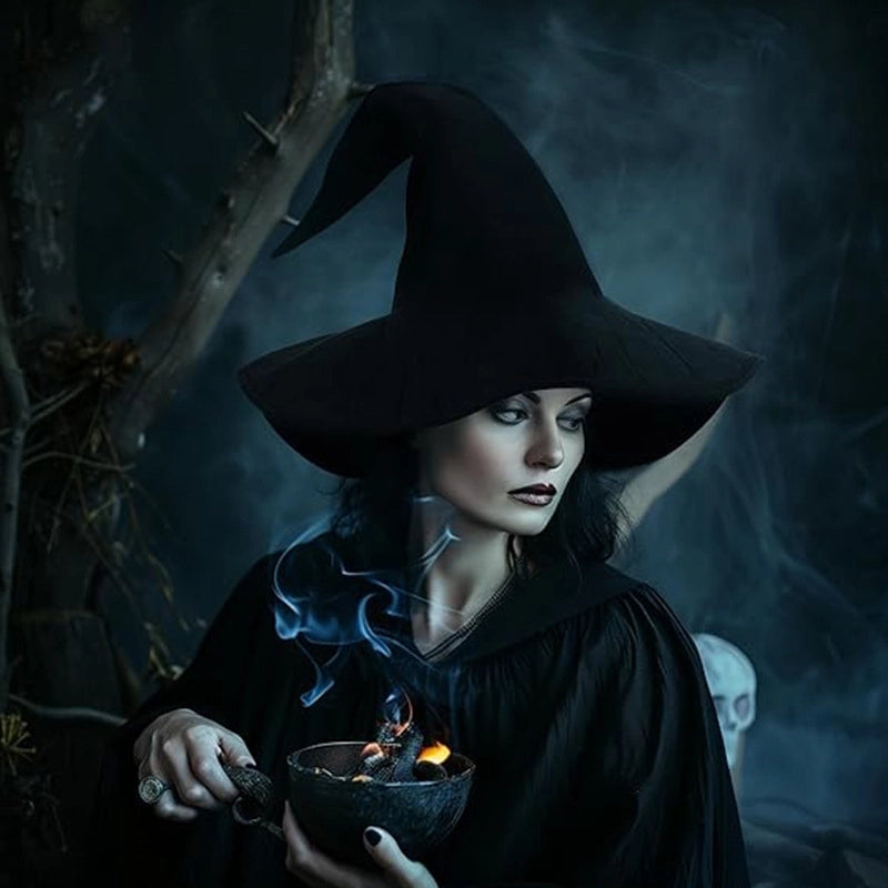 Women's Gothic Plaid Wide Eaves Witch Hat