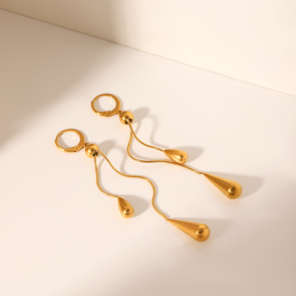 18K Gold Stainless Steel Tassel Earrings Water Drop Earrings Ins Style Niche Design Earrings