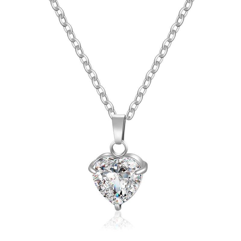 304 Stainless Steel 316 Stainless Steel  Minimalist Classic Style Inlay Heart Shape Zircon Pendant Necklace