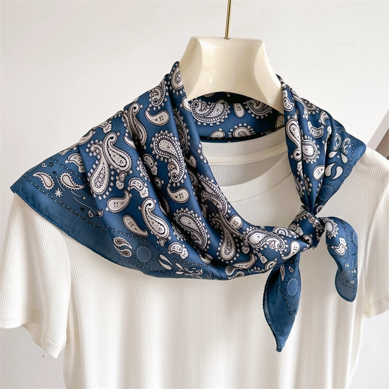 Unisex Casual Minimalist Stripe Flower Polyester Satin Printing Silk Scarf