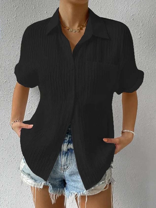 🔥2024 HOT VENTA-49% OFF🔥Blusa Holgada Informal Con Botones Y Cuello Camisero