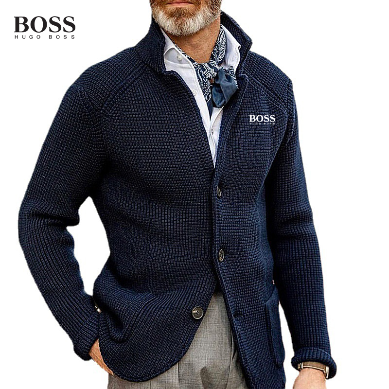 BOSS MEN-S LONG SLEEVE THICKENING CARDIGAN WARM CASUAL JACKET