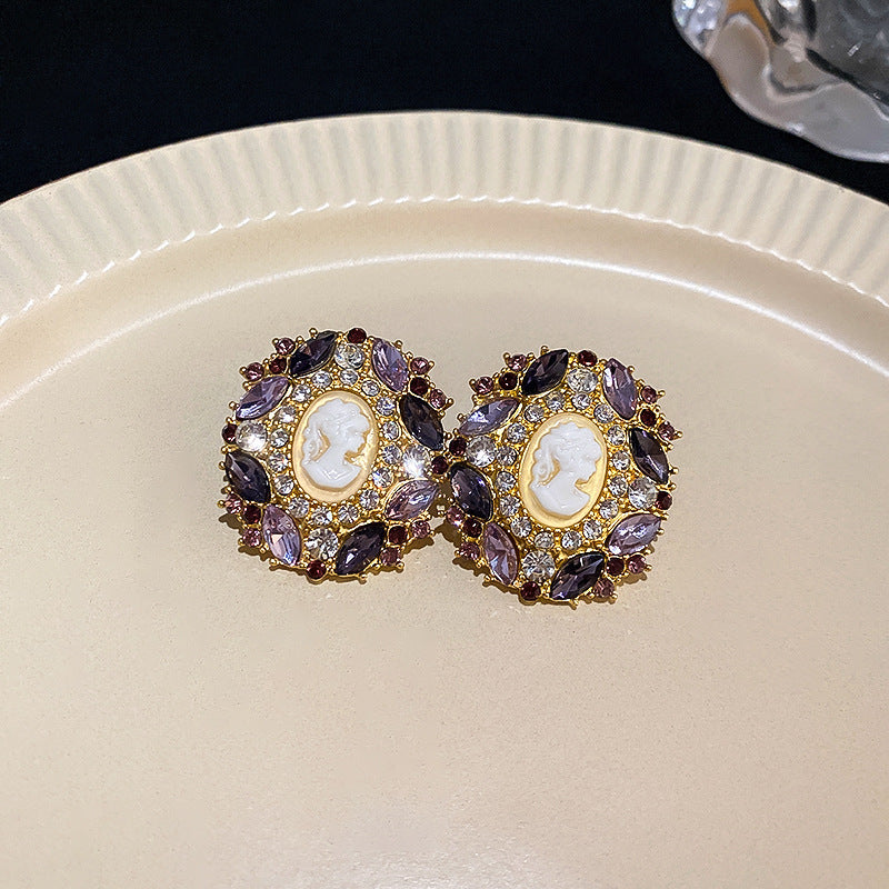 Vintage Ellipse Geometric Acrylic Electroplating Earrings