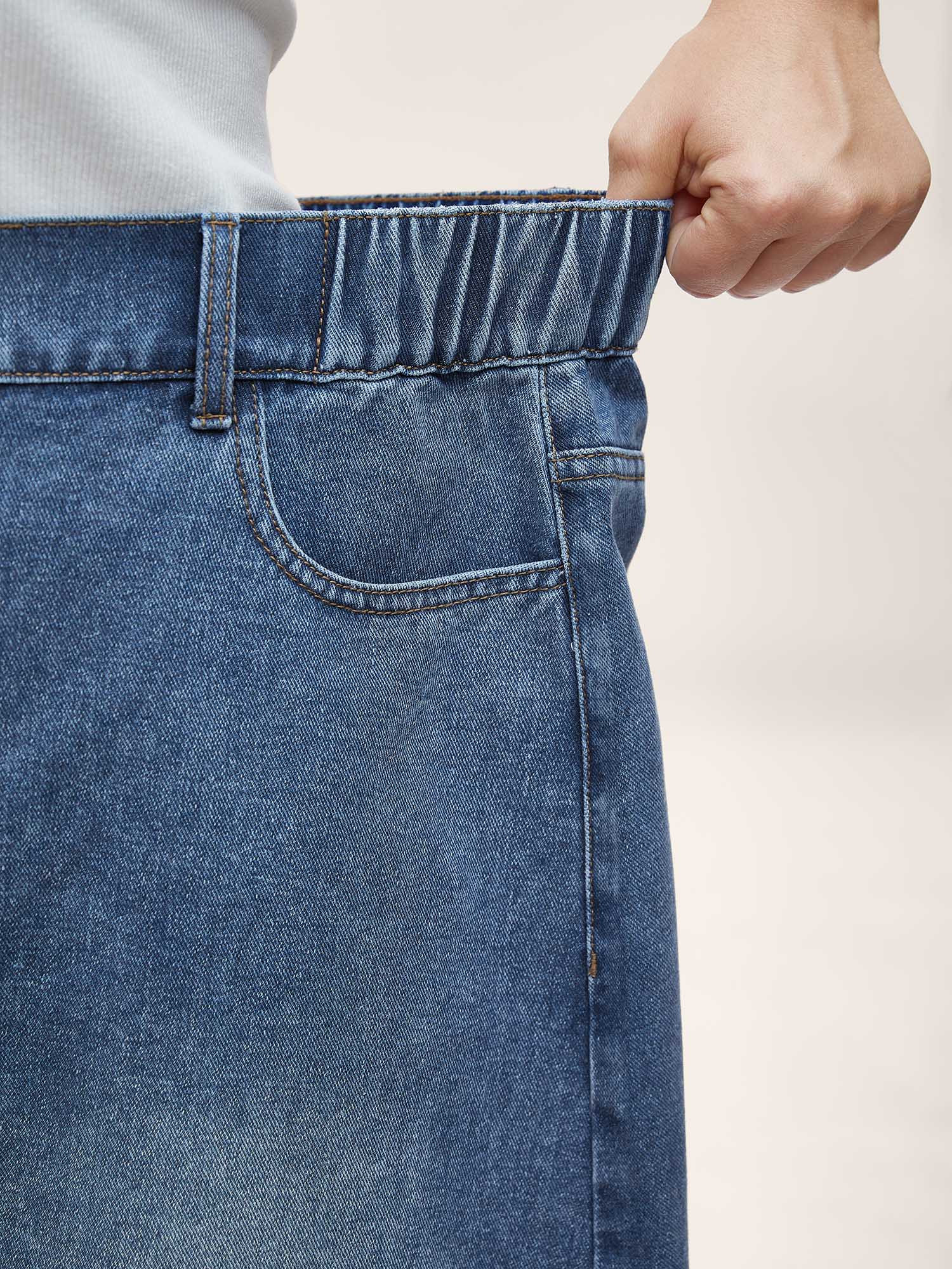 A-Line Classic Midi Denim Skirt
