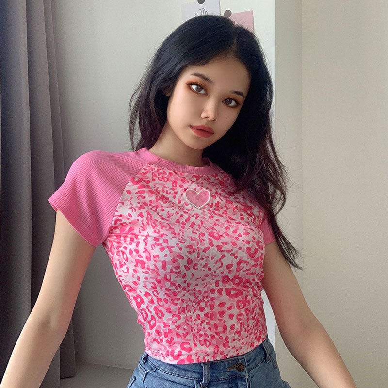 Pink Leopard Print Top