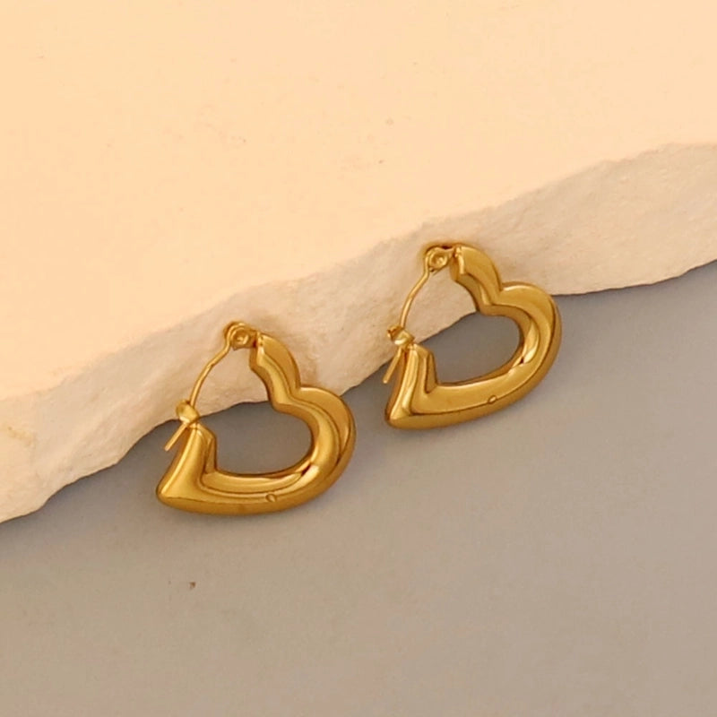 1 Pair Minimalist Pentagram Round Solid Color Plating 304 Stainless Steel 18K Gold Plated Earrings