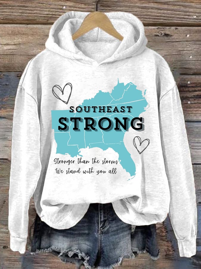 Women'S Retro Southeast Strong Stronger Than The Storms We Stand With You All Printed Hoodie