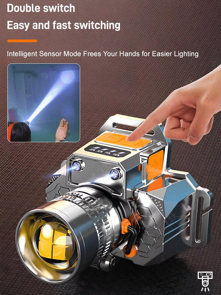 Head-Mounted Induction Zoomable Super Bright Flashlight