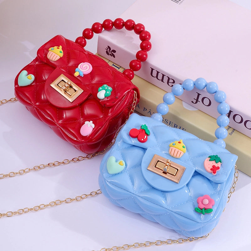 Women's Small PVC Color Block Streetwear Square Lock Clasp Handbag