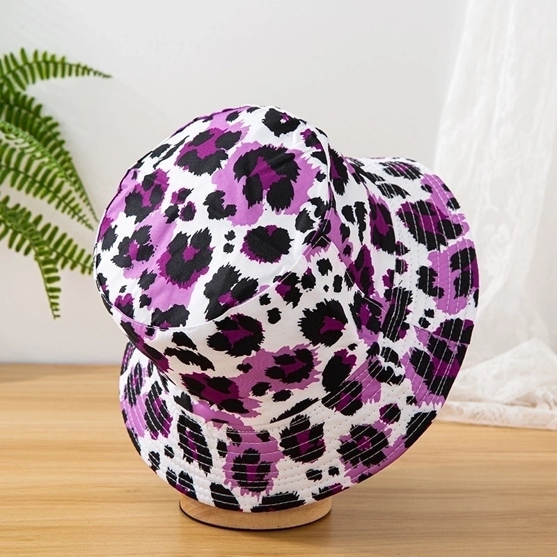 Unisex Casual Vacation Leopard Printing Flat Eaves Bucket Hat