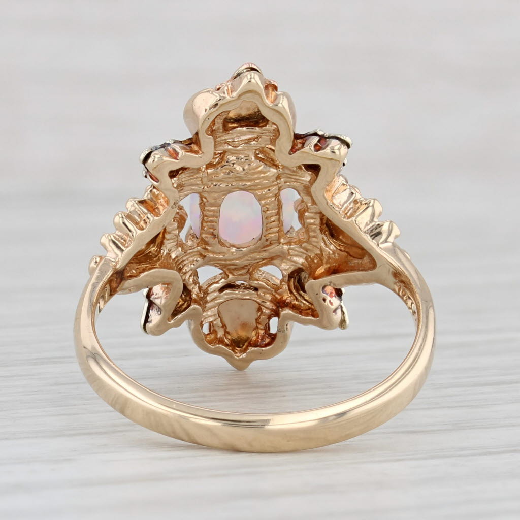 Lab Created Opal Flower Ring 10k Size 7.75 Black Hills Gold TRJ