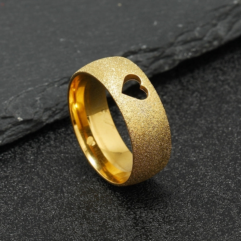 Stainless Steel Minimalist Electrocardiogram Heart Shape Plating Hollow Out Rings