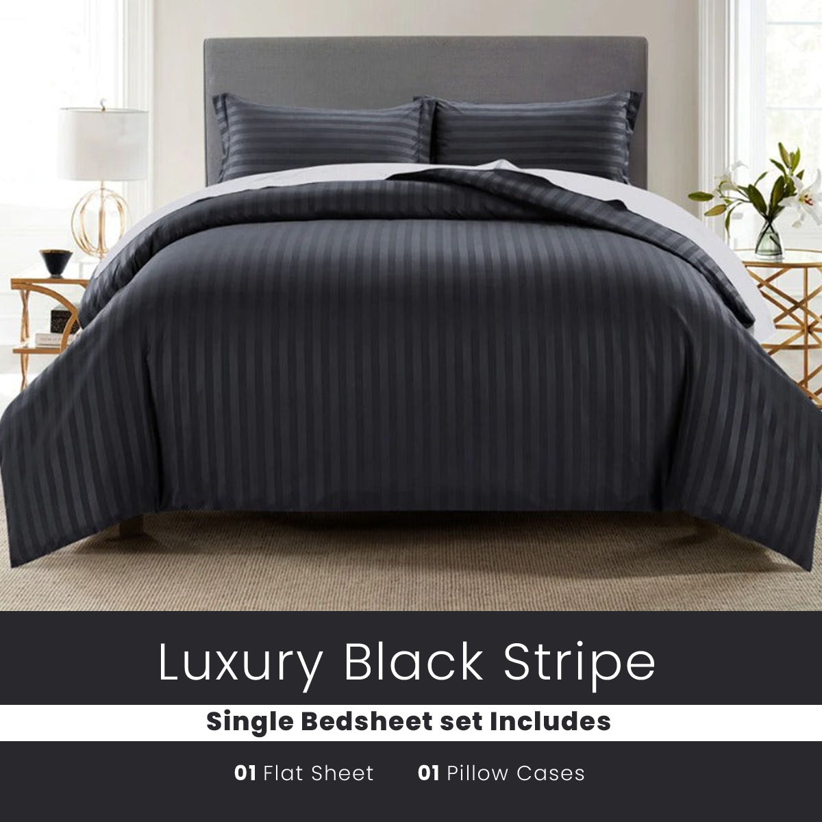 Black Stripe-Bed Sheet Set