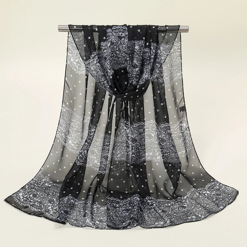 Women's Sweet Flower Chiffon Printing Silk Scarf