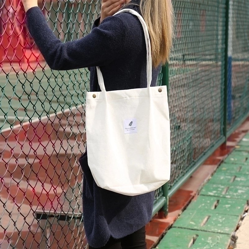 Women's Streetwear Solid Color Canvas Shopping Bags