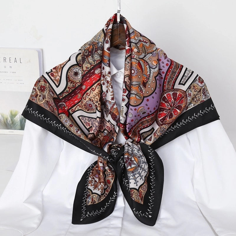 Women's Casual Printing Satin Polyester Silk Scarf