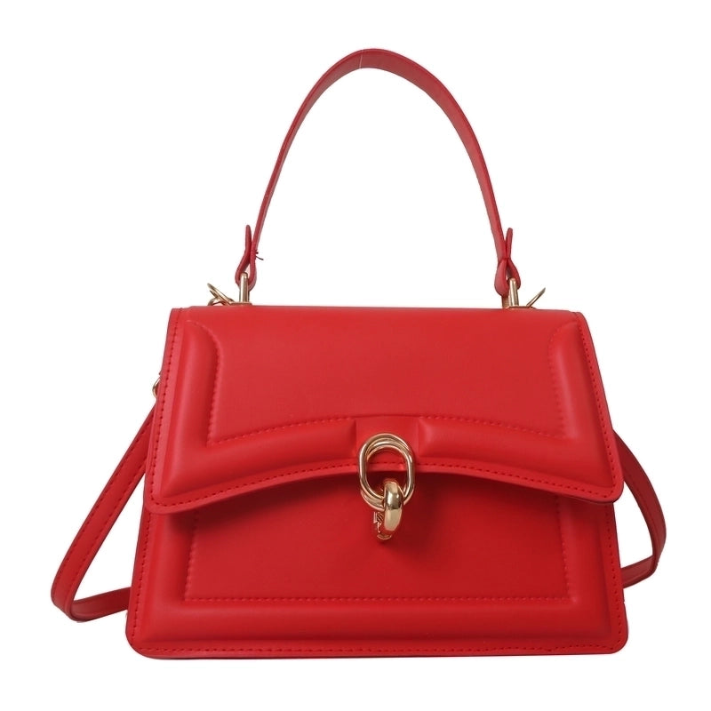 Women's Pu Leather Solid Color Streetwear Square Flip Cover Handbag