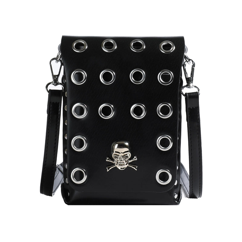 Crossbody Bag Style Punk Flap Small Square Bag Dark Style Skull Belt Waist Bag