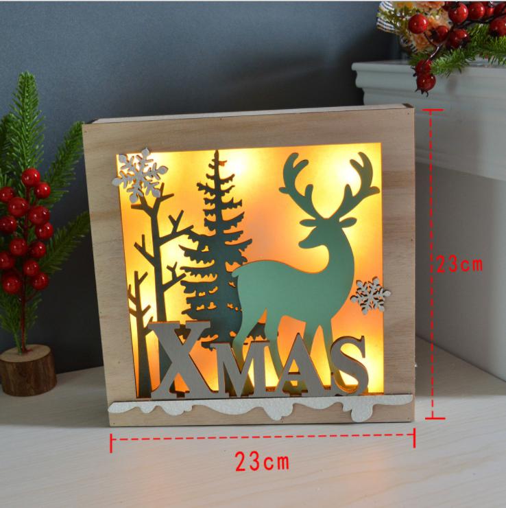 2020 New Christmas Decoration Creative Led Light Christmas Tree Hanging Pendant Star Car Heart Wooden Ornament Xmas Party