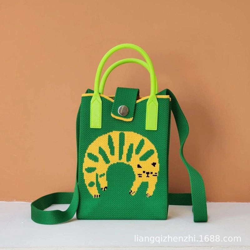 Women's Polyester Cartoon Cute Square Hidden Buckle Shoulder Bag Handbag Crossbody Bag