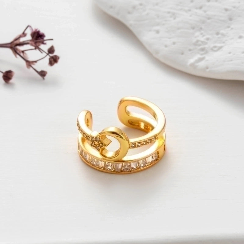 1 Piece Ear Cartilage Rings & Studs Cute Cool Style Geometric Heart Shape Copper Plating Inlay Zircon