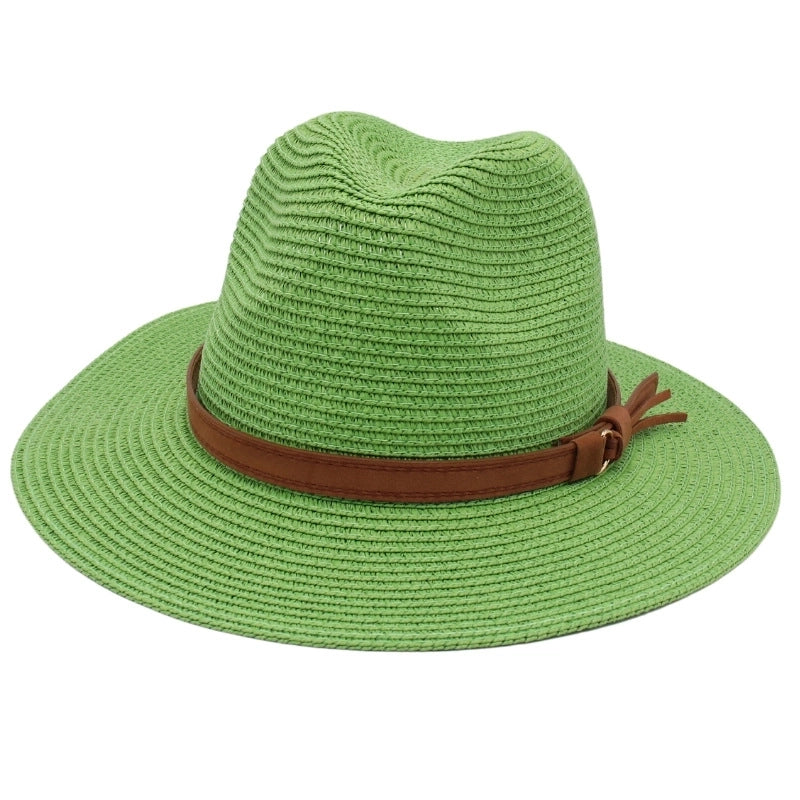Unisex Pastoral Solid Color Wide Eaves Straw Hat