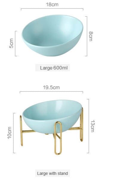 Bronze Stand Ceramic Bowl in Peach