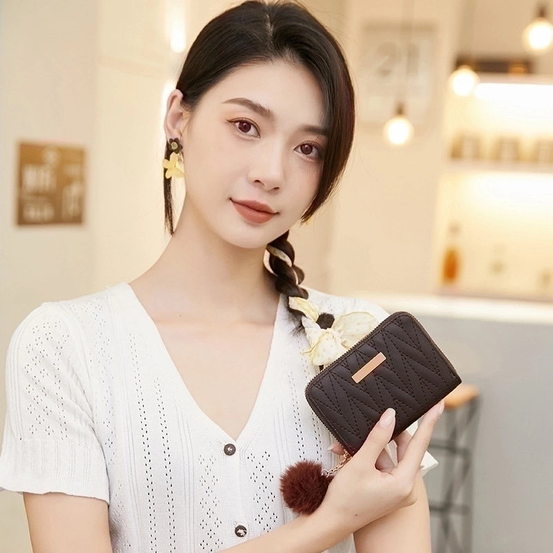 Women's Solid Color Pu Leather Zipper Wallets